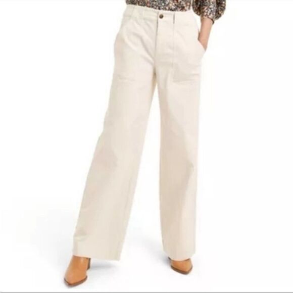 Nili Lotan for Target White/Cream Wide Leg Cargo Flare Pants 20W/22W - Picture 4 of 11
